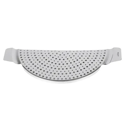 Westmark Abgießhilfe Edelstahl | 26 cm Durchmesser | spülmaschinengeeignet | Griffmulden | silber