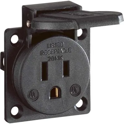 ABL Sursum Einbau-Steckdose UL12500 | NEMA 5-15 Typ B | USA/Kanada | 15A 125V | IP44 | Schraubklemme | schwarz