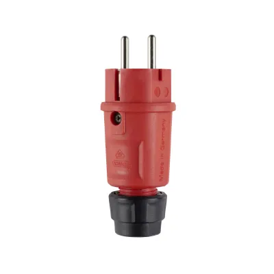 ABL Schutzkontaktstecker 1520 SK+F/B 100000065 | Schuko & FR-BE | IP54 | 16A 250V | Thermoplast | gerade | rot
