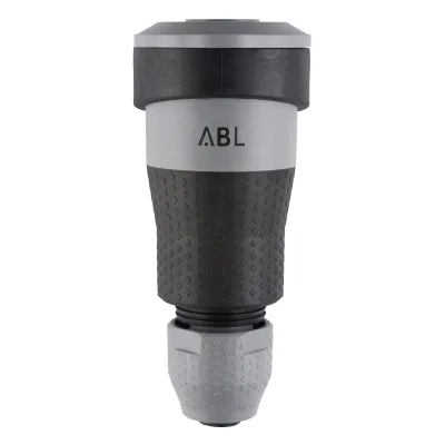 ABL Schutzkontaktkupplung 1590 | SCHUKO Professional | IP54 | 16A 250V | Schnellverschluss | Spannungsanzeige | grau