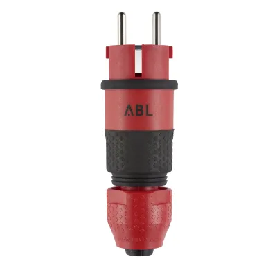 ABL Schutzkontaktstecker 1530 SK+F/B SV 100000069 | Hybridstecker CEE 7/7 Typ E/F | 16A 250V | IP54 | robust | rot