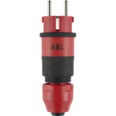 ABL Schutzkontaktstecker 1530 SK+F/B SV 100000069 | Hybridstecker CEE 7/7 Typ E/F | 16A 250V | IP54 | robust | rot