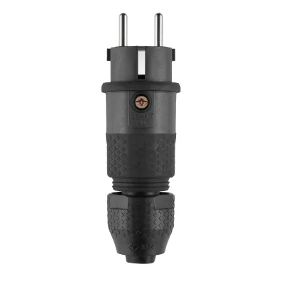 ABL Schutzkontaktstecker 1530 SK+F/B | Hybridstecker Typ E/F CEE 7/7 | 16A 250V | IP54 | Profi-Elamid 2K | schwarz