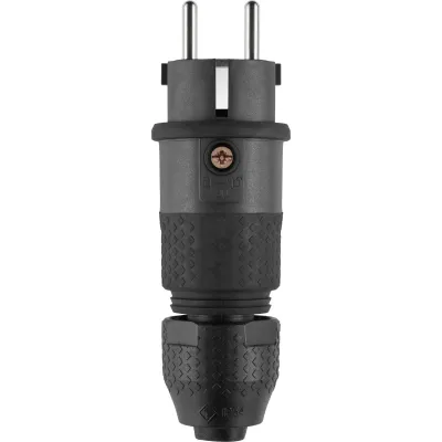 ABL Schutzkontaktstecker 1530 SK+F/B | Hybridstecker Typ E/F CEE 7/7 | 16A 250V | IP54 | Profi-Elamid 2K | schwarz