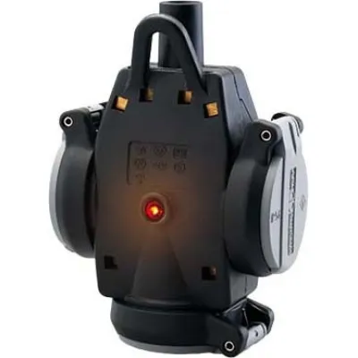 ABL SURSUM Dreifach-SCHUKO-Hängekupplung 16A | IP54 | Vollgummi | Spannungsanzeige | schwarz/grau