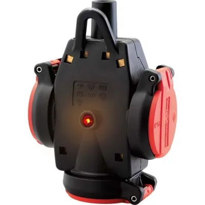 ABL SCHUKO Dreifach-Hängkupplung 1173543 | Vollgummi | 16A 250V | IP54 | Spannungsanzeige | rot/schwarz