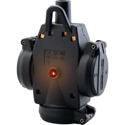 ABL SCHUKO Dreifach-Hängekupplung 1173503 | Vollgummi IP54 | 3-fach Kupplung | Spannungsanzeige | 16A | schwarz