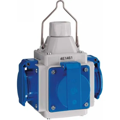 ABL Energiewürfel 4E1561 | Steckdosenverteiler 4x Schuko IP44 | abhängbar | Kunststoff | grau