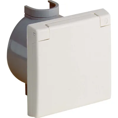 ABL Perilex Unterputz-Steckdose 2451510 | 3-polig+N+PE | 16A 400/230V | IP44 spritzwassergeschützt | mit Wanddose | weiß