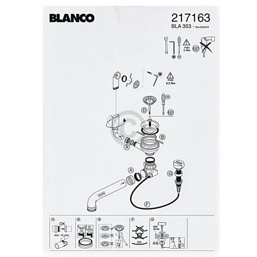 Bild: Ablaufgarnitur 1 3,5'' BLANCO 217163 für Spüle BLA353