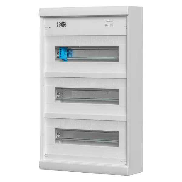 ABN Kleinverteiler Aufputz A36A 606487 | 3-reihig 36TE | 300x495x106mm | Kunststoff | IP30 | ohne Tür | weiß