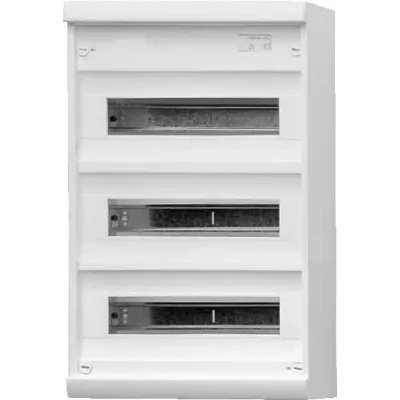 ABN Kleinverteiler Aufputz A36A 606487 | 3-reihig 36TE | 300x495x106mm | Kunststoff | IP30 | ohne Tür | weiß