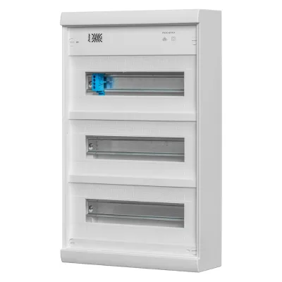 ABN Kleinverteiler Aufputz A36A 606487 | 3-reihig 36TE | 300x495x106mm | Kunststoff | IP30 | ohne Tür | weiß