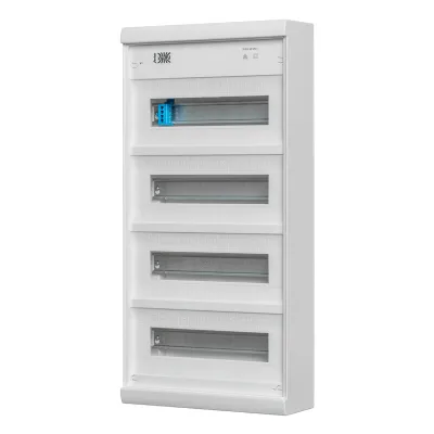 ABN Kleinverteiler Aufputz A48A | 4-reihig 48TE | Kunststoff | IP30 | BxHxT 300x620x106mm | ohne Tür | verkehrsweiß