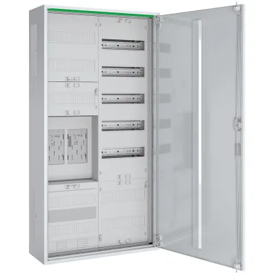 ABN Zählerschrank ABNRS207E0032 | eHZ 2 Zählerplätze | Komplettschrank AP/UP | 5-reihig | IP44 | Stahl weiß