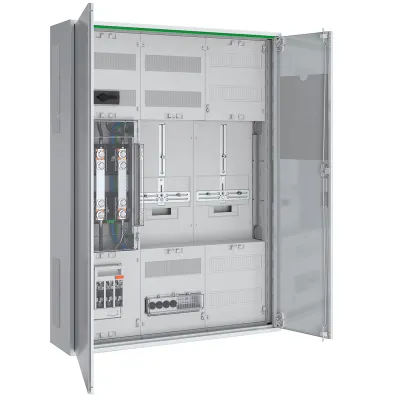 ABN Wandlermessschrank RS307X1551 100A | 2 Zählerplätze | Aufputz | 3 Felder | Stahl IP44 | Weiß RAL9016