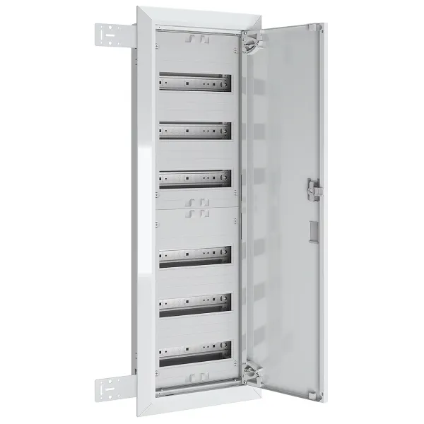 ABN Flachverteiler UK16 1x6-reihig UP/HW | 6 Reihen 12TE | Stahlblech | Tür geschlossen | IP30 | weiß RAL9016