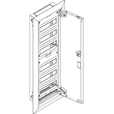 ABN Flachverteiler UK16 1x6-reihig UP/HW | 6 Reihen 12TE | Stahlblech | Tür geschlossen | IP30 | weiß RAL9016