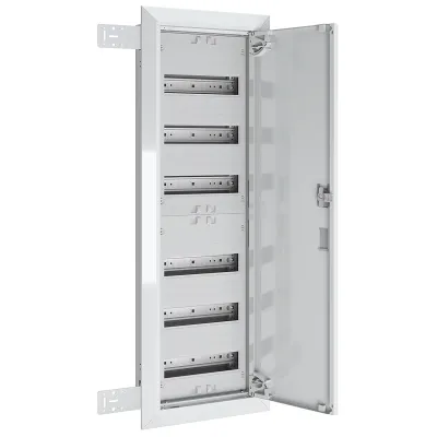 ABN Flachverteiler UK16 1x6-reihig UP/HW | 6 Reihen 12TE | Stahlblech | Tür geschlossen | IP30 | weiß RAL9016