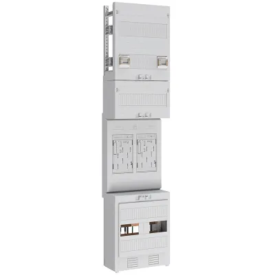 ABN Zählerplatz eHZ EZ17220 | 2 Zähler | 5-polig | mit Verdrahtung | Hauptschalter 63A | 250x1050mm | grauweiß RAL9002