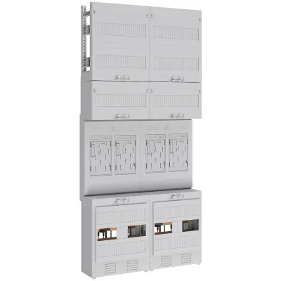 ABN Zählerplatz eHZ EZ27140 | Zählerfeld 4-fach | mit Klemmstein 5-polig | Verdrahtet | 500x1050mm | geschlossen