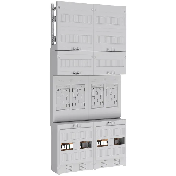 ABN Zählerplatz eHZ EZ27140 | Zählerfeld 4-fach | mit Klemmstein 5-polig | Verdrahtet | 500x1050mm | geschlossen
