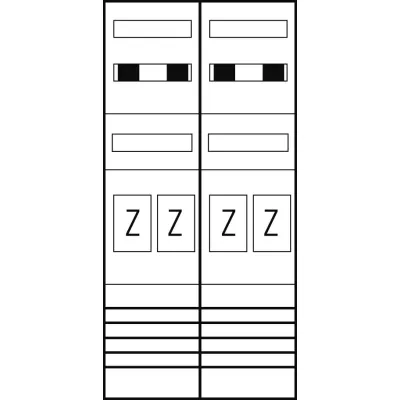 ABN Zählerplatz eHZ EZ27140 | Zählerfeld 4-fach | mit Klemmstein 5-polig | Verdrahtet | 500x1050mm | geschlossen