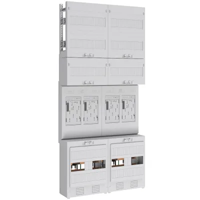 ABN Zählerplatz eHZ EZ27340 | 4-fach Zählerschrank | 5-polig | mit Klemmstein OKK | 500x1050 mm | verdrahtet