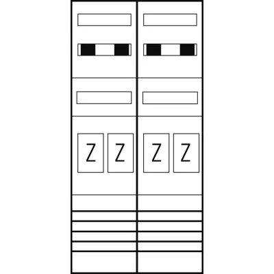 ABN Zählerplatz eHZ 4Z EZ27840 | 4 Zählerplätze | 5-polig mit Sammelschiene | 500x1050mm | verdrahtet | IP20 | weiß
