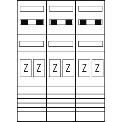 ABN Zählerplatz eHZ 6Z EZ37160 | 6 Zählerplätze | mit Klemmstein | 5-polig | 750x1050mm | Verdrahtung | Sammelschiene
