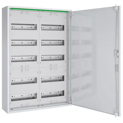 ABN Feldverteiler Aufputz ABNRM205R01 | 10-reihig 120TE | Stahlgehäuse | IP44 | Volltür | 800x550x170mm | weiß RAL9016