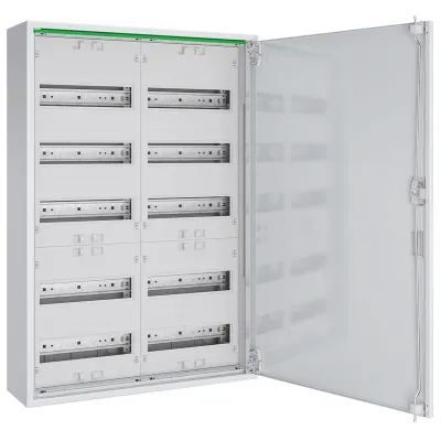 ABN Feldverteiler Aufputz ABNRM205R01 | 10-reihig 120TE | Stahlgehäuse | IP44 | Volltür | 800x550x170mm | weiß RAL9016