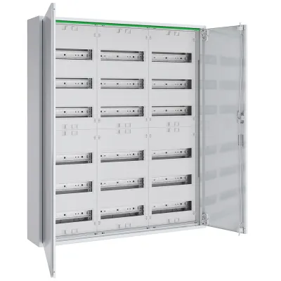 ABN Feldverteiler Aufputz ABNRM306R01 | 18-reihig | 216 TE | Stahl | IP44 | Volltür | 950x800x170 mm | Weiß