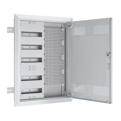 ABN Multimediaverteiler Unterputz/Hohlwand ABNRU205M03 | 5x24TE | Mediatür WLAN | Stahl | IP30 | RAL 9016 verkehrsweiß