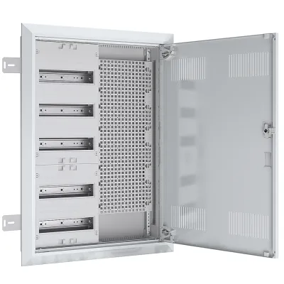 ABN Feldverteiler UP/HW UK25RM8640 | 5-reihig 24TE | Stahl | T:110mm | Multimediafeld | Tür mit Lüftung | IP30 | weiß