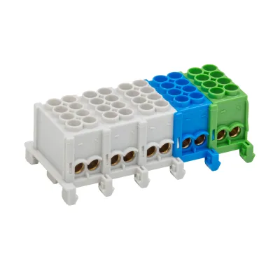 ABN Hauptleitungsklemme 5-polig XHKB5254BG | fingersicher | 5x4x25mm² | 63A | DIN-Schiene | schrauben | blau/gelb