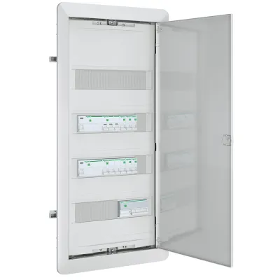 ABN Kleinverteiler ABNAH104F01 | Unterputz Hohlwand 4-reihig 48TE | FI/LS bestückt | Kunststoff | IP30 | weiß