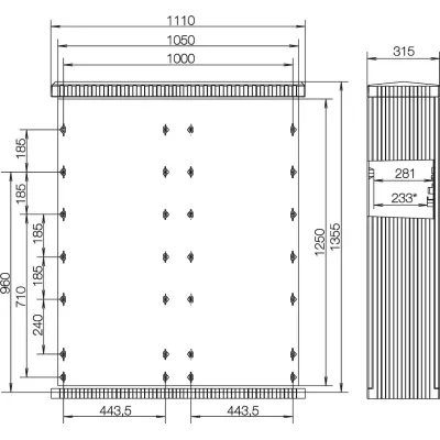 ABN Kabelverteilerschrank SL132P | IP43 | 1110x1355x315mm | Kunststoff | Montageplatte | Bodenaufstellung | RAL 7035
