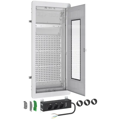 ABN Multimedia-Kleinverteiler A48TML | 4-reihig | Unterputz | Mediatür | IP30 | Kunststoff | BxHxT 344x749x102mm | weiß