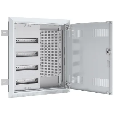ABN Feldverteiler Unterputz UK24RM8530 | 4x24TE | Tür mit Lüftungsschlitzen | Stahl | IP30 | 110mm tief | weiß RAL 9016