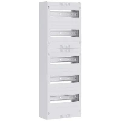 ABN Verteilerfeld VT15RR1500 | 5-reihig | 60TE | 5x12TE | 250x750x133mm | N+PE Klemme | mit Abdeckung mit Ausschnitt