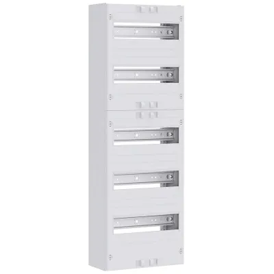 ABN Verteilerfeld VT15RR1500 | 5-reihig | 60TE | 5x12TE | 250x750x133mm | N+PE Klemme | mit Abdeckung mit Ausschnitt