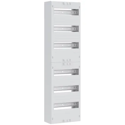 ABN Verteilerfeld tief VT16RR1600 | 6-reihig | 72TE | N+PE Steckklemmen | 250x900x133mm | mit Ausschnitt | weiß