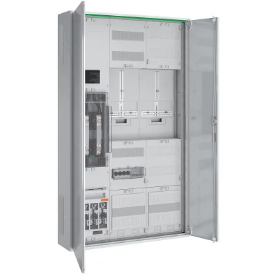 ABN Wandlerschrank ABNRS309X1382 | 200A | 2 Zählerplätze | TAB TEN | 2-stöckig | Verdrahtet | IP20 | Grau RAL 9003