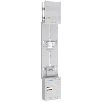ABN Zählerplatz Z19611 | 3-Punkt Feld 1 Zähler 2-stöckig | 5-polig | 250x1350mm | Verdrahtet | IP20 | weiß