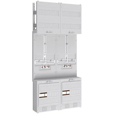 ABN Zählerplatz Z27120 | 3-Punkt 2-Zähler mit Klemmstein | 5-polig | 500x1050mm | 1-stöckig | Kunststoff