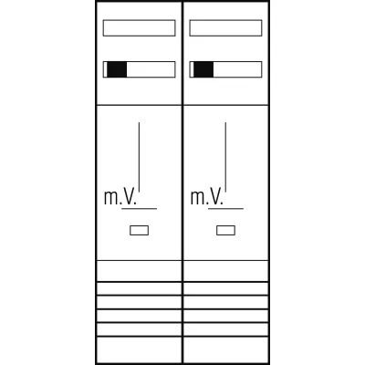 ABN Zählerplatz Z27120 | 3-Punkt 2-Zähler mit Klemmstein | 5-polig | 500x1050mm | 1-stöckig | Kunststoff