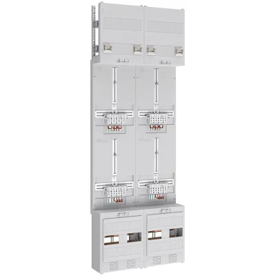ABN Zählerplatz Z29640 | 3-Punkt 4-fach | Hauptschalter sperrbar | 2-stöckig | 5-polig | 500x1350mm | IP20 | weiß
