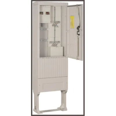 ABN Zähleranschlusssäule SZ205ZZ2500 | 2 Zählerplätze | 5-polig | Aufputz | IP44 | Kunststoff RAL7035 | 2010x583x277mm