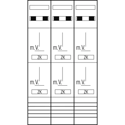 ABN Zählerplatz Z39660 | 3-Punkt 6-Zählerfeld | 2-stöckig | sperrbarer Hauptschalter/ZSK | 5-polig | 750x1350mm | weiß